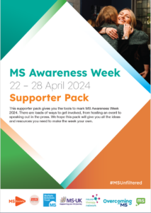 Front cover of MS Awareness Week supporters pack